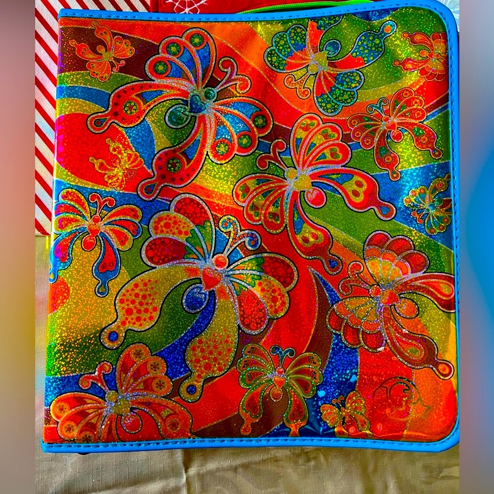 Lisa Frank butterfly shimmer binder